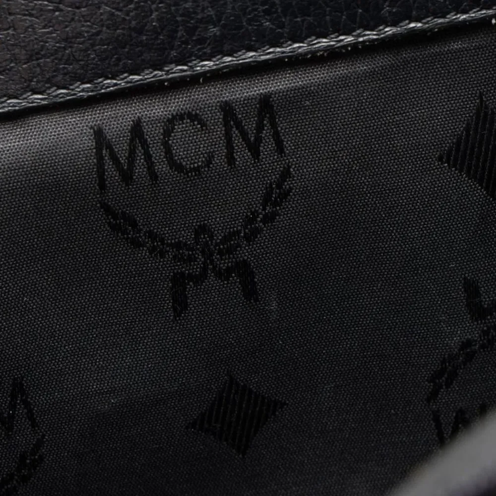MCM Vintage Leather Logo Charms Drawstring Backpack
